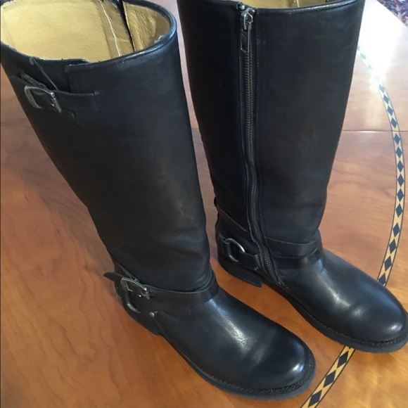 Frye Shoes - FRYE black tall leather Boots,  leather lined